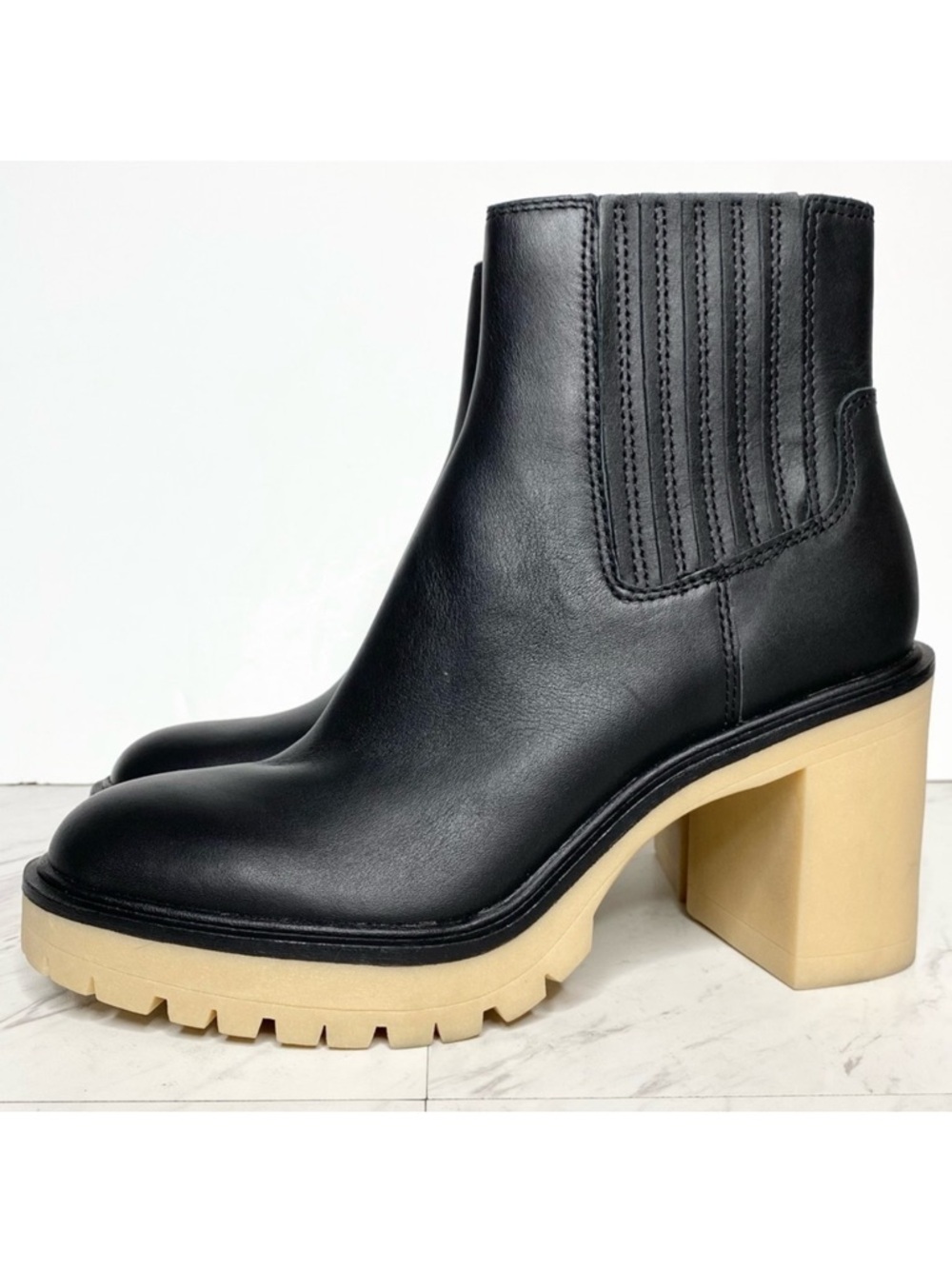 Dolce Vita Caster Black Leather Lug Sole Bootie 9